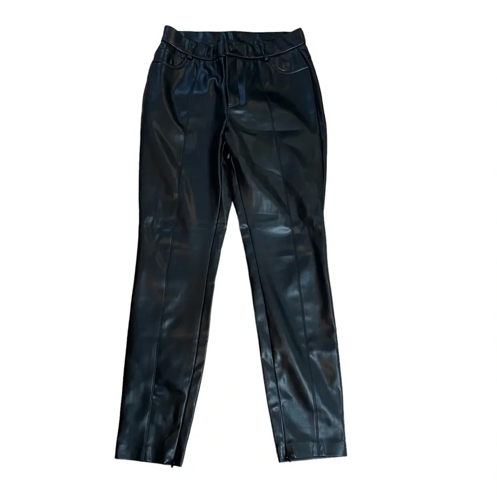 Truth by Republic Black Faux Leather High Rise Front Center Seam Pants Sz. 2